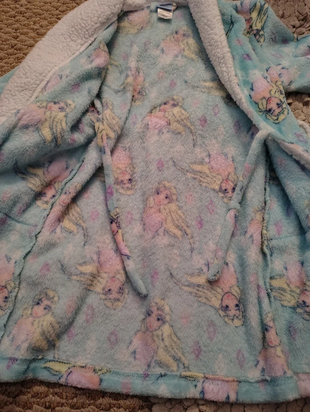 Disney Frozen Pastel Plush Robe in Light Blue and Cream